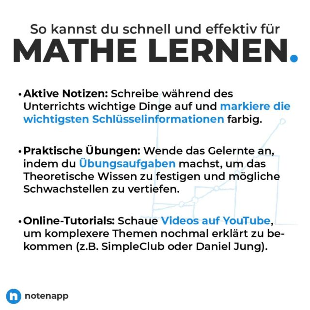 Vor allem das Üben hat den größten Effekt - auch wenn es leider die meiste Arbeit macht. Oft sind Prüfungsaufgaben so ähnlich auch schon mal in den Hausaufgaben aufgetaucht 💡

#schule #schüler #schuleneudenken #schultipps #schüleraustausch #lernen #lerntipps #lernmotivation #notenverbessern #notenapp